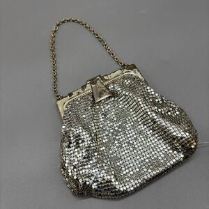 Vintage & Whiting Davis Metal Mesh Coin Purse 1940s Silver Tone Evening Bag USA